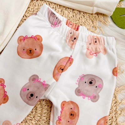 Conj. Casaco Face Bear e Calça Legging - Off White